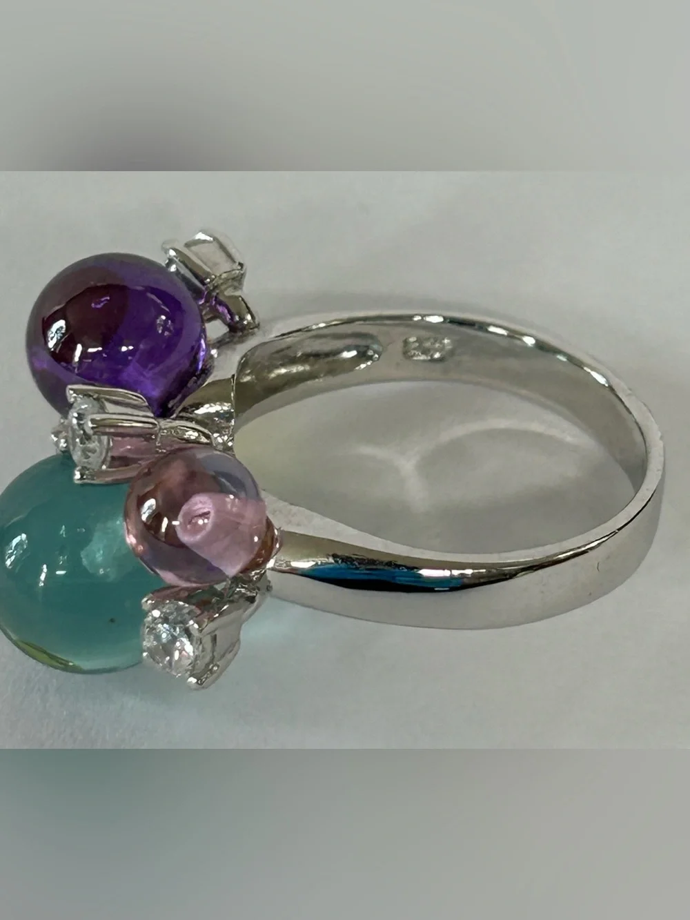 Multicolor Glass Bubble Cluster Ring - Women Jewelry